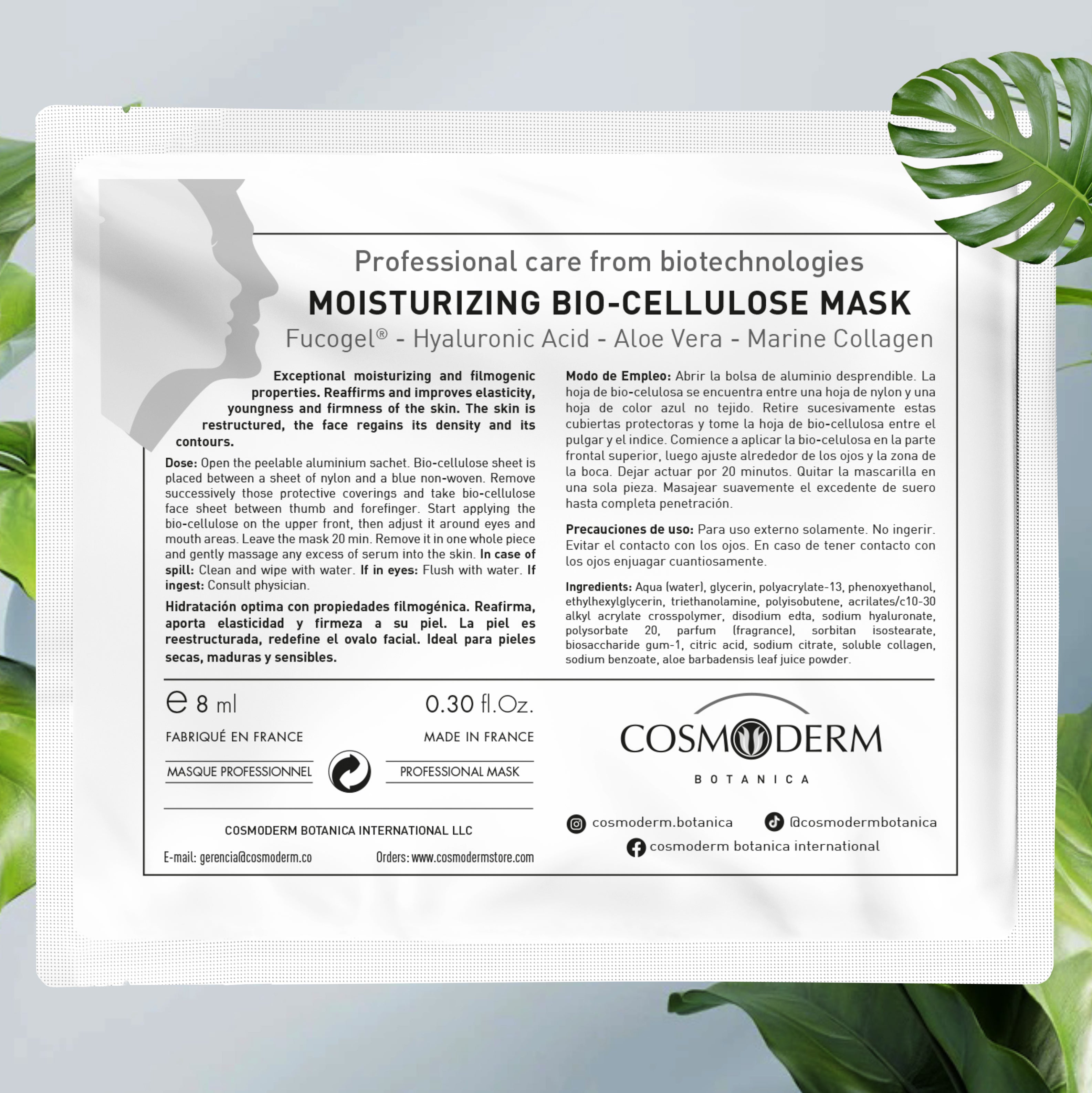 Mascarilla Bio-Celulósa Hidratante (Caja 250 uds) | Moisturizing Bio-Cellulose Mask (Box 250 uds)